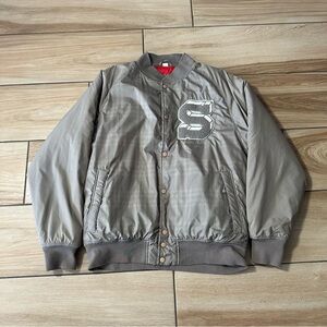 VTG Y2K Stussy Plaid Puffer Jacket Red Quilted Bomber Skate Surf BMX Street XL